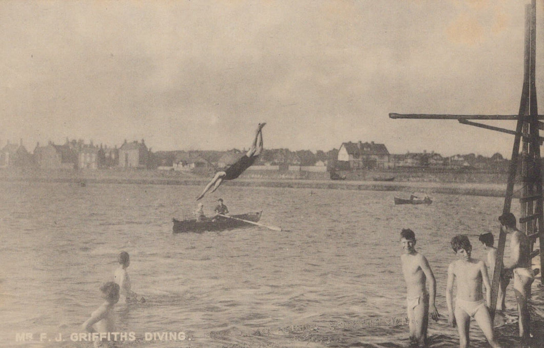 Cheshire Postcard - Mostyn House School, Parkgate - Mr F.J.Griffiths Diving - Mo’s Postcards 