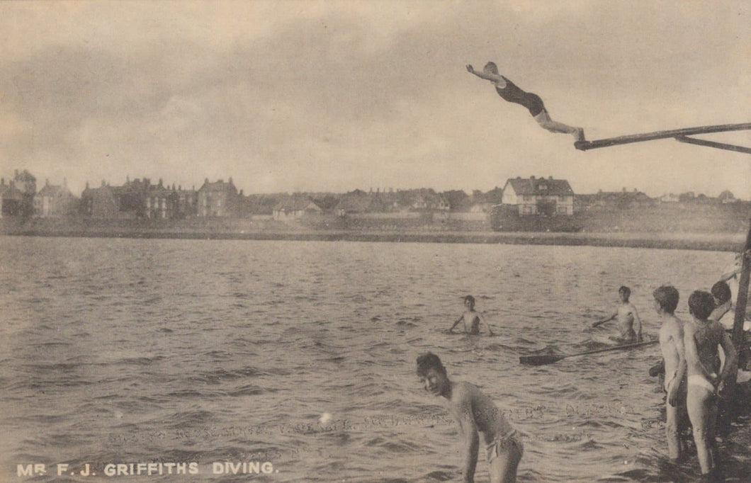 Cheshire Postcard - Mostyn House School, Parkgate - Mr F.J.Griffiths Diving - Mo’s Postcards 