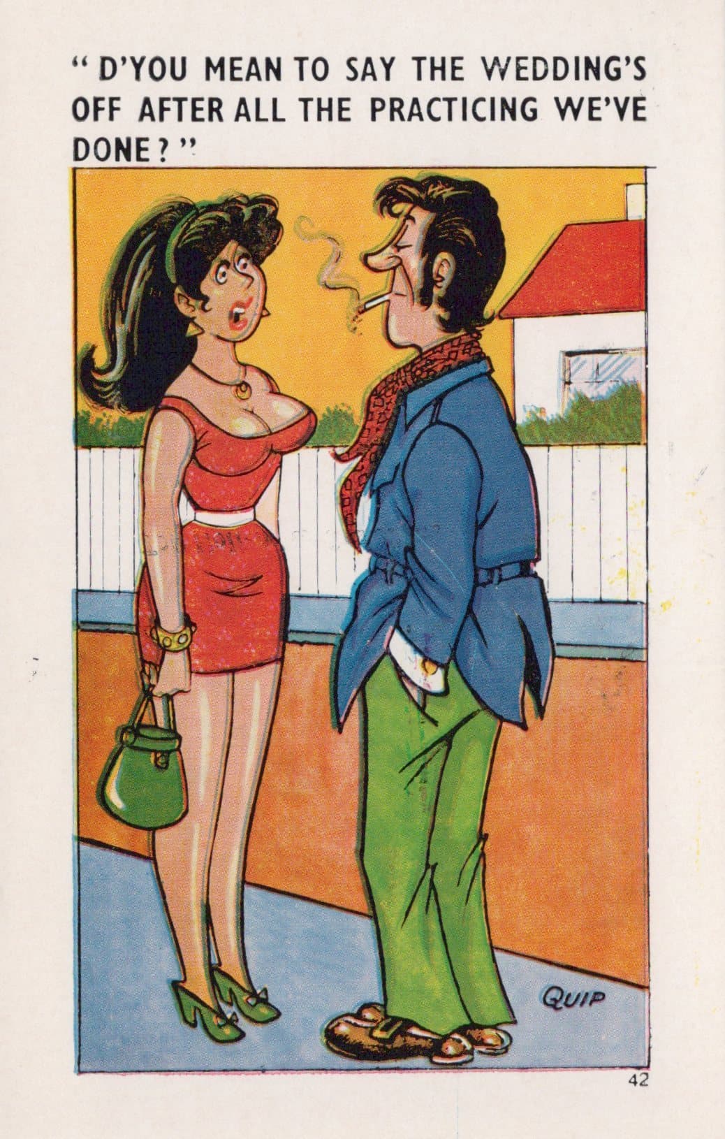 Comic Postcard - Risque /  Wedding / Couple / Relationship - Artist Quip - Mo’s Postcards 