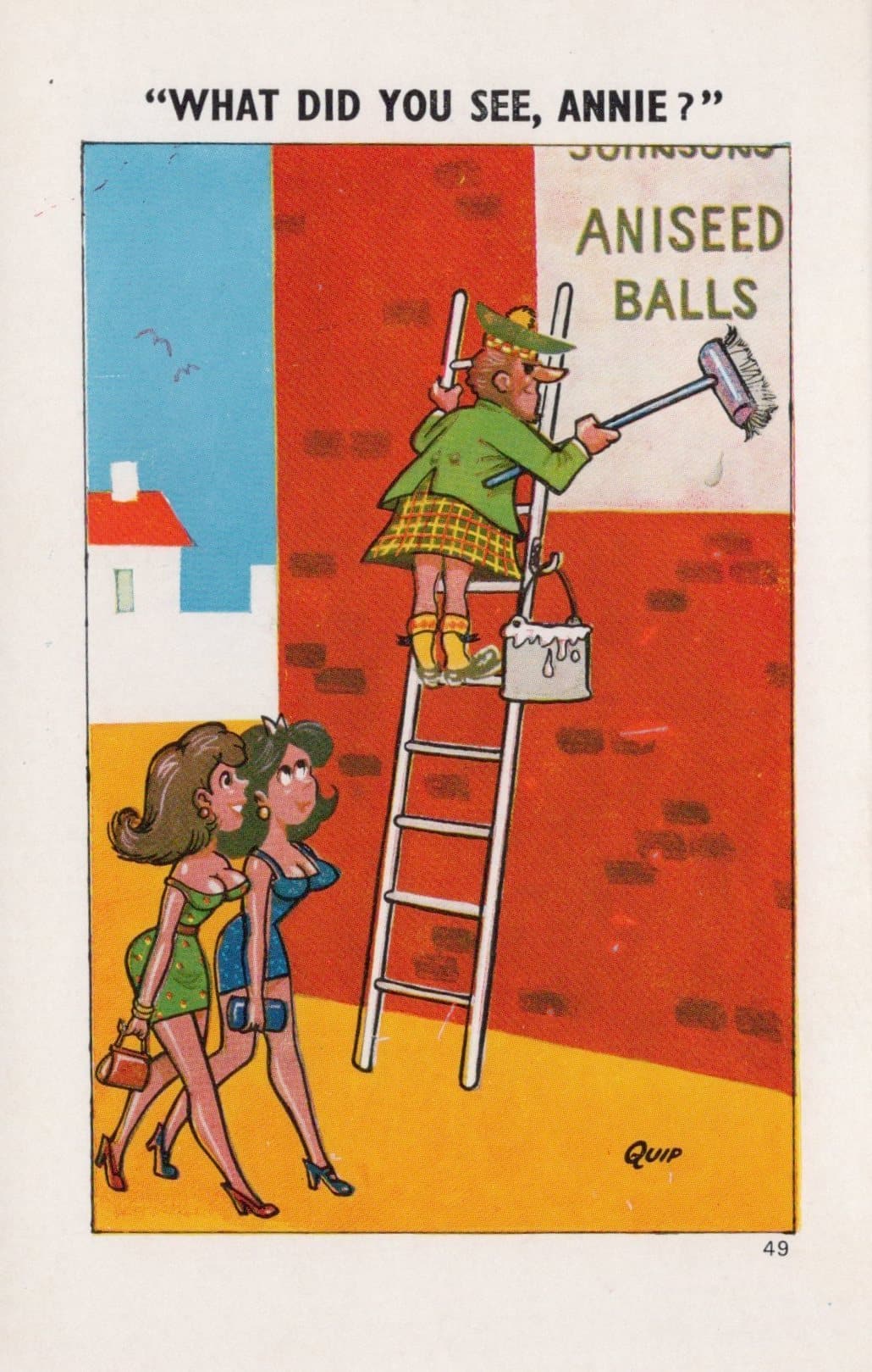 Comic Postcard - Risque /  Rude / Poster / Scotsman / Kilt / Aniseed Balls / Ladies - Mo’s Postcards 
