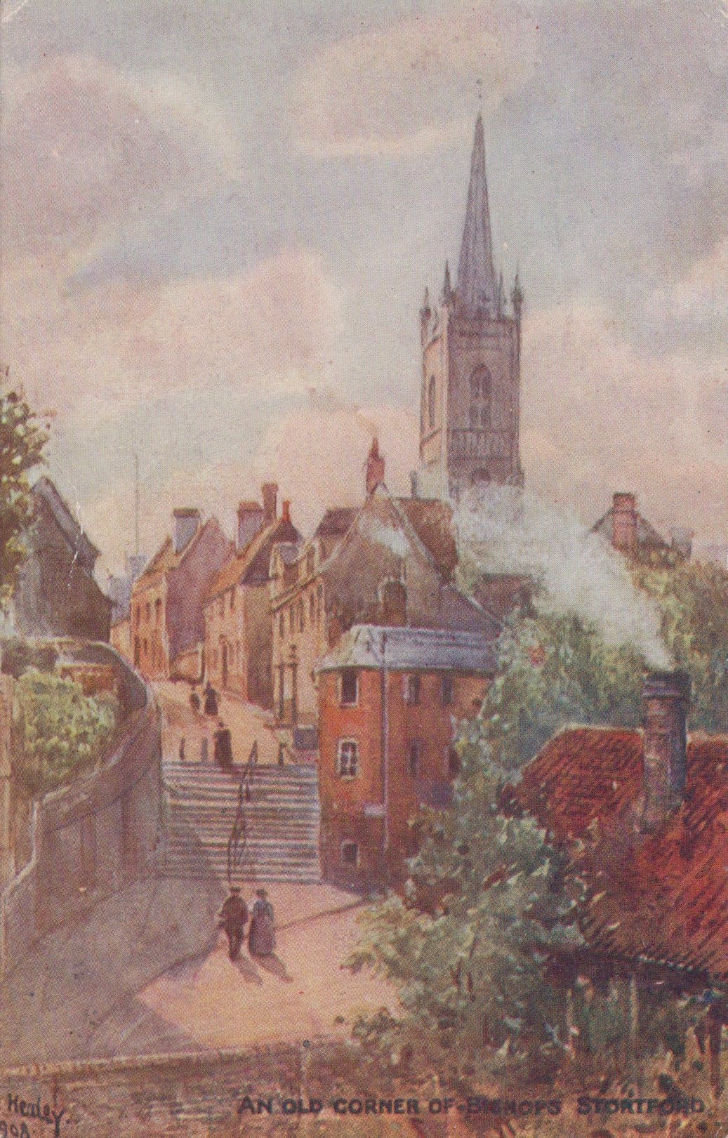Hertfordshire Postcard - An Old Corner of Bishops Stortford, 1909 - Mo’s Postcards 